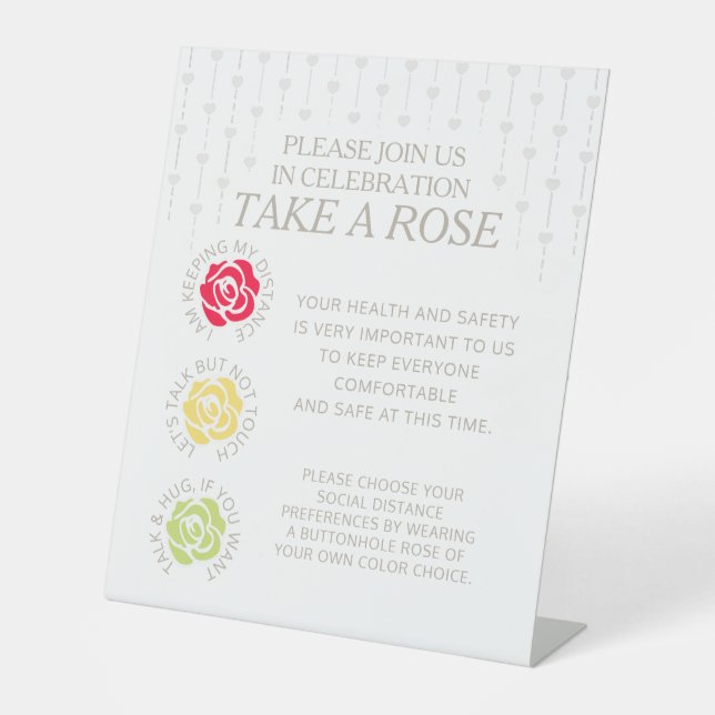 Signe De Table Distance sociale mariage enseignement rose (Recto)