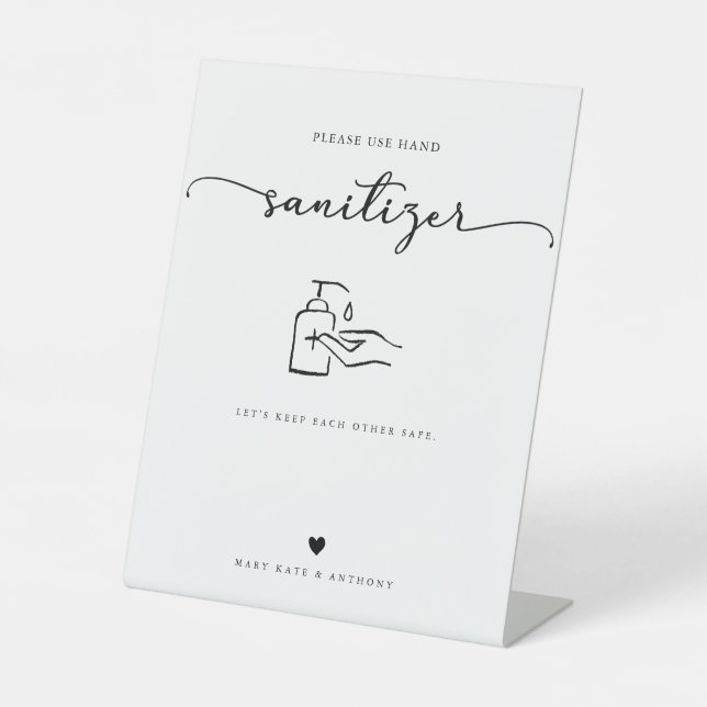 Signe De Table Distributeur de désinfectant pour mains de mariage (Recto)