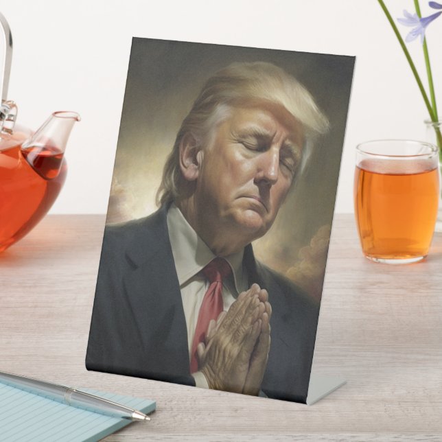Signe De Table Donald Trump Prie Pour L'Amérique (In SItu)