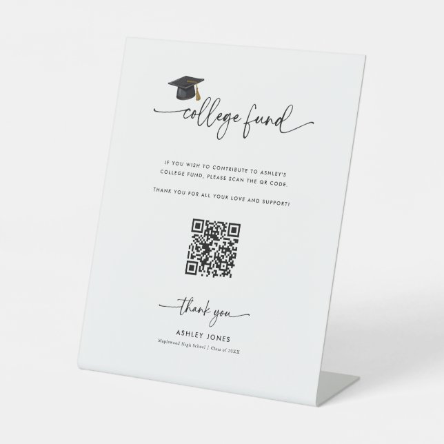 Signe De Table Dons de diplôme Qr Code Fonds du collège Signal (Recto)