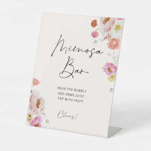 Signe De Table Douce Mariée Florale Colorée Bar Mimosa
