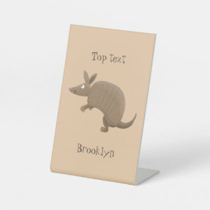 Signe De Table Drôle armadillo joyeux dessin animé