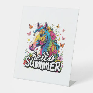 Signe De Table Drôle Bonjour Cheval d'été