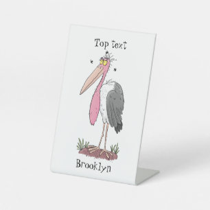 Signe De Table Drôle dessin animé de cigogne en marabou
