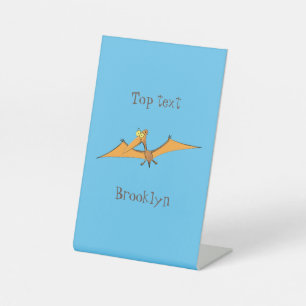 Signe De Table Drôle mignon dessin animé de pterodactyle volant o