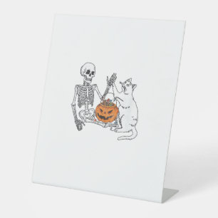 Signe De Table Drôle Skeleton Amoureux des chats Halloween Costum