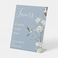 Dusty Blue Chinoiserie Floral Faveurs Mariage