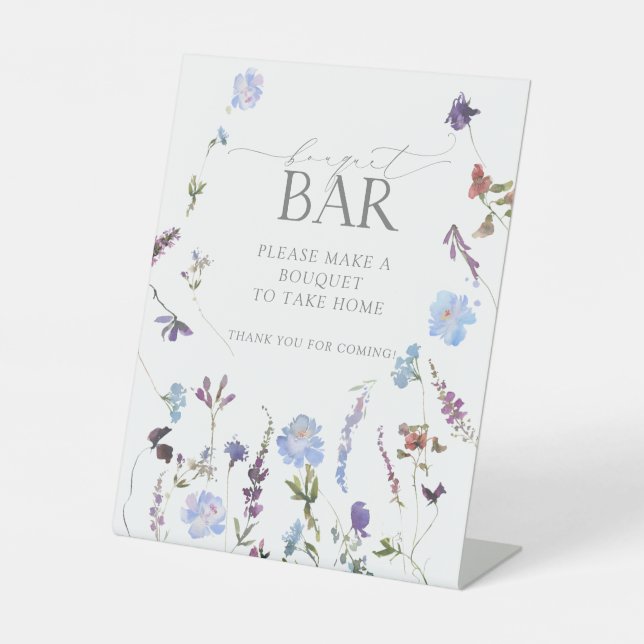Signe De Table Dusty Blue Fleur sauvage Douche Bouquet Bar (Recto)