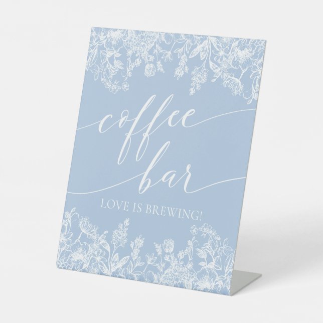 Signe De Table Dusty Blue Floral Coffee Bar L'amour brasse (Recto)
