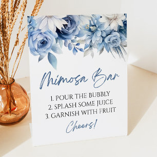 Signe De Table Dusty Blue Floral élégant moderne bar Mimosa