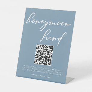 Signe De Table Dusty Blue Mariage Honeymoon Fund Code QR