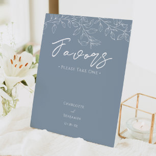 Signe De Table Dusty Blue Minimal Leaf Wedding Faveurs
