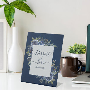 Signe De Table Dusty Blue Navy Champagne Mariage d'ivoire