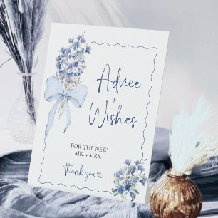 Signe De Table Dusty Blue Ribbon Lily Floral Conseils et souhaits