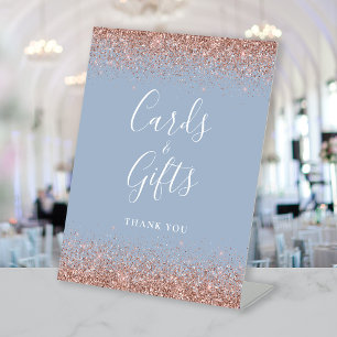 Signe De Table Dusty Blue Rose Gold Parties scintillant Cartes de