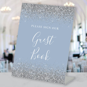 Signe De Table Dusty Blue Silver Parties scintillant Mariage livr