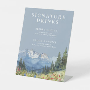 Signe De Table Dusty Blue Watercolor Mountain Signature Boissons