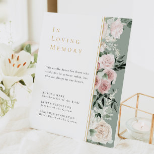 Signe De Table Dusty Rose Floral Gold Sage Green Mariage Memorial
