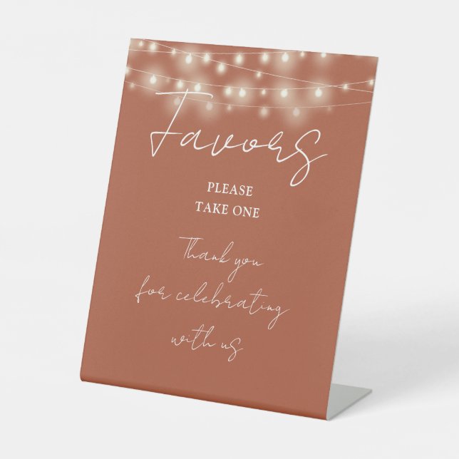 Signe De Table Éclairages À Chaînes En Terracotta Script Moderne  (Recto)