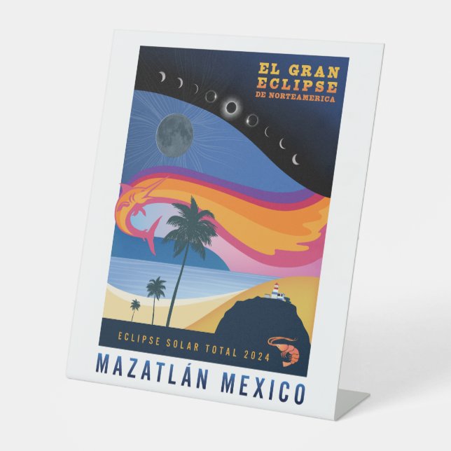 Signe De Table Éclipse solaire totale de 2024 à Mazatlán (Recto)