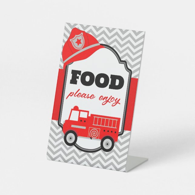 Signe De Table Écran de la partie alimentaire Firetruck (Recto)