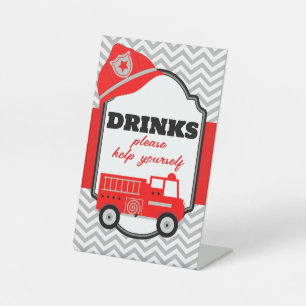 Signe De Table Écran de la partie des boissons Firetruck