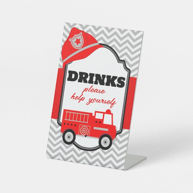 Signe De Table Écran de la partie des boissons Firetruck (Recto)