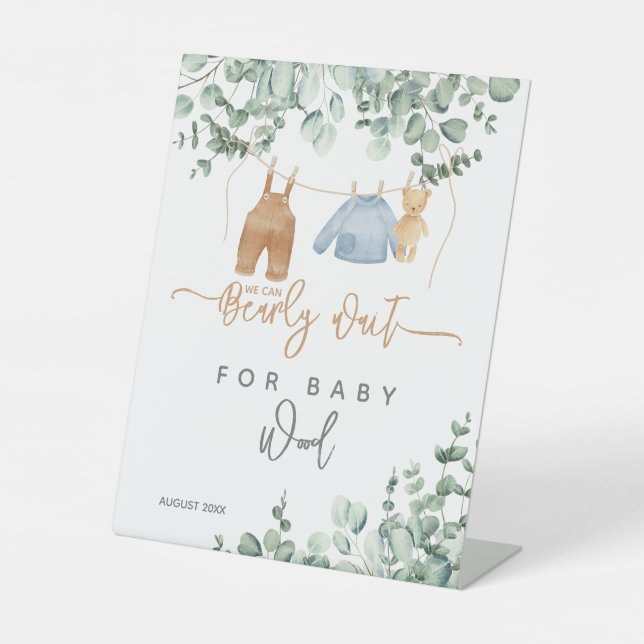 Signe De Table Eeucalyptus vert Baby shower d'attente précoce Wel (Recto)