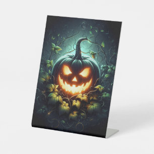 Signe De Table Éffrayant nature brillant Halloween citrouille
