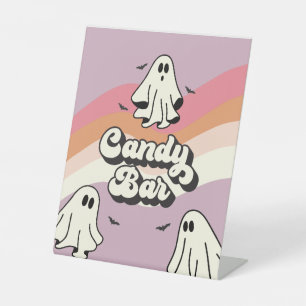 Signe De Table Éffrayant One Retro Ghost Birday Candy Bar