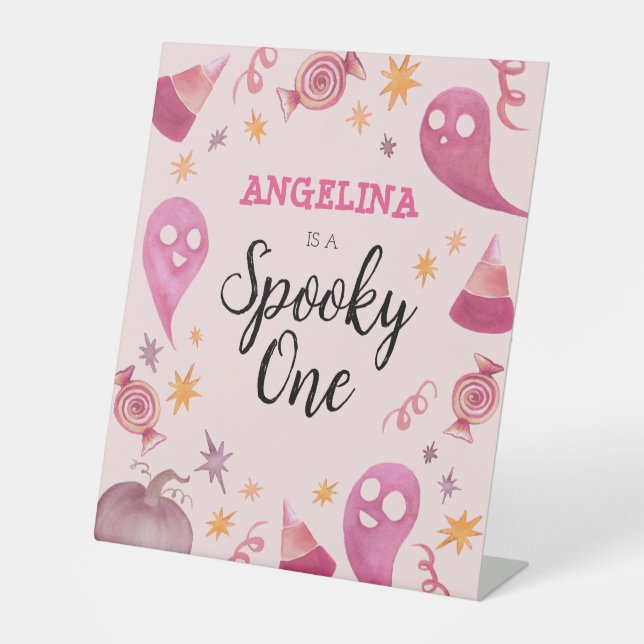 Signe De Table Éffrayant Un Halloween Première fête d'anniversair (Recto)