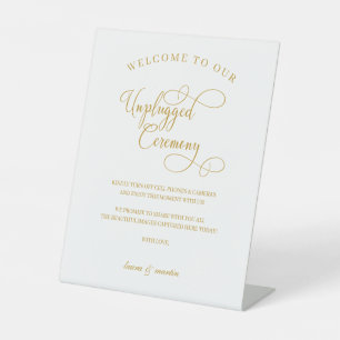 Signe De Table Elegance Gold Script Cérémonie débranchée