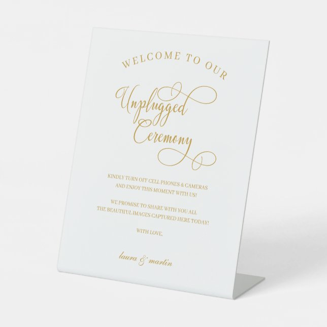 Signe De Table Elegance Gold Script Cérémonie débranchée (Recto)