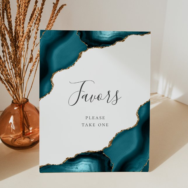 Signe De Table Élégant Agate Turquoise Gold Wedding Faveurs (Créateur téléchargé)