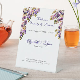 Signe De Table Elégant Aquarelle Graphe Vine Vin Mariage