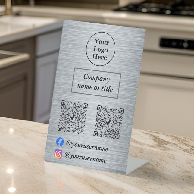 Signe De Table Élégant argent métallique (Créateur téléchargé)