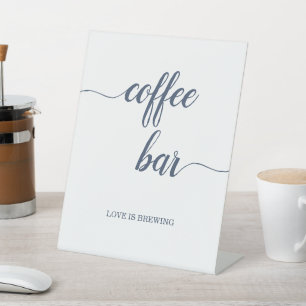 Signe De Table Élégant bar à café Navy Calligraphy