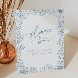 Signe De Table Elégant bar à fleurs de Chinoiserie Bleue Faire un