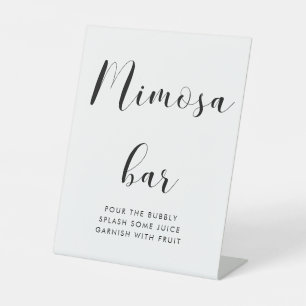 Signe De Table Elégant bar Mariage noir et blanc Mimosa