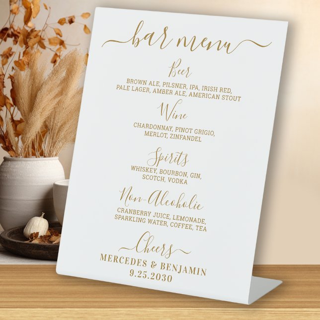Signe De Table Elégant Barre de Mariage Gold Personnalisé Drink M (Créateur téléchargé)
