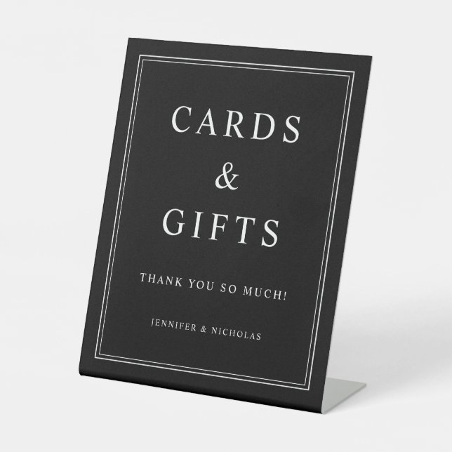 Signe De Table Elegant Black Cards And Gifts Wedding (Recto)