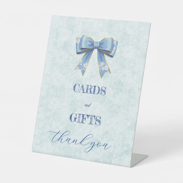 Signe De Table Elegant Blue Bow Engagement Party Invitation (Recto)