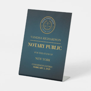 Signe De Table Élégant Blue Gold Notaire Public Logo Professionne