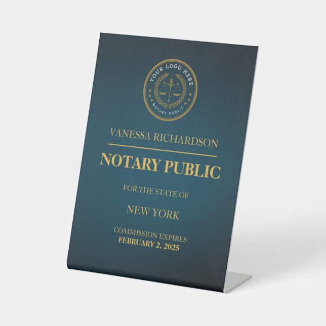 Signe De Table Élégant Blue Gold Notaire Public Logo Professionne (Recto)