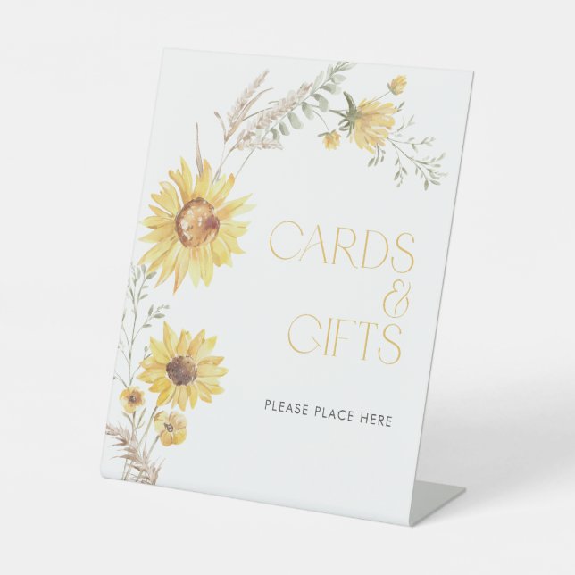 Signe De Table Elégant Boho Sunflower Cartes & Cadeaux Douche (Recto)
