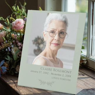 Signe De Table Elegant Botanical Photo Funeral Pedestal Sign