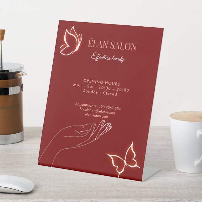 Signe De Table Elegant Butterfly Glow Chic Beauty Salon (In SItu)