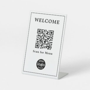 Signe De Table Élégant Café d'affaires Restaurant Menu Code QR Lo