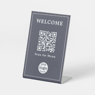 Signe De Table Elégant Café Restaurant Menu QR Code Entreprise Lo