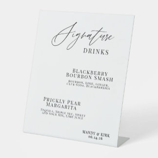 Signe De Table Elegant Calligraphy Signature Drinks Pedestal Sign